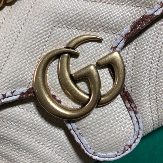 Gucci經典款女包 443497 古馳鏈條單肩斜挎包 gucci經典款棕蛇牛皮女包  gqy3232